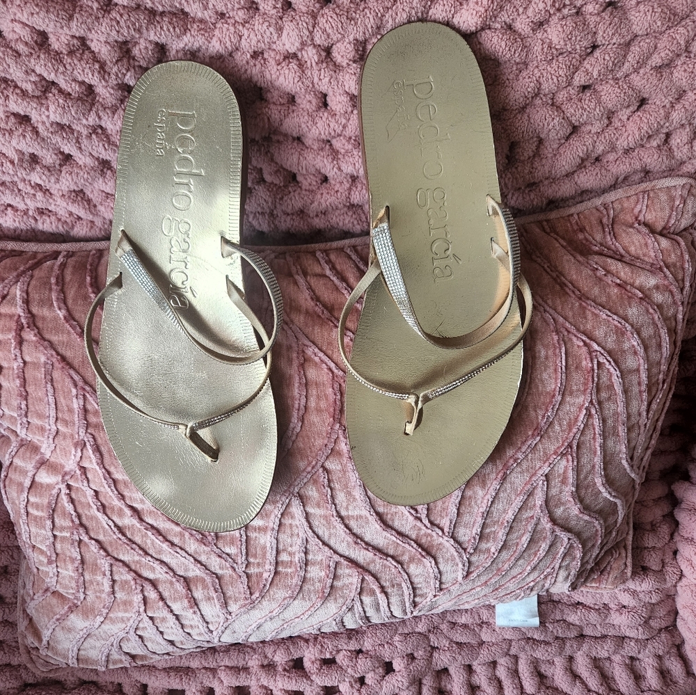 Pedro Garcia Gold Women's Sandals - Picture 2 of 8